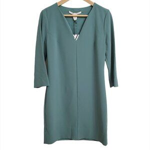 DIANE VON FURSTENBERG Womens Aurora Mini Dress 10 Moss Green 3/4 Sleeve